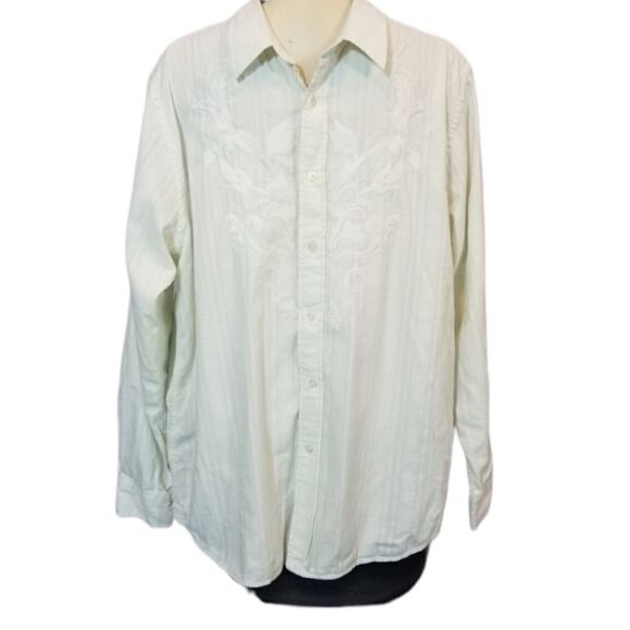 Lucky Brand White Embroidered Button Down Size XL - Picture 1 of 6